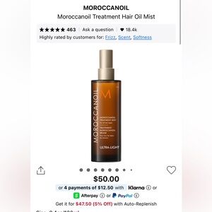 MOROCCANOIL
Moroccanoil Treatment Hair Oil Mist